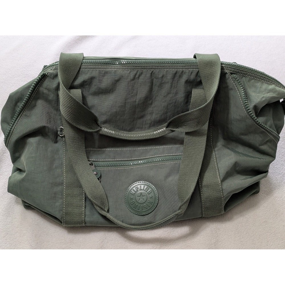 Kipling Olive Green Nylon 22" Duffle Bag Solid Unisex Adult, Zip Closure